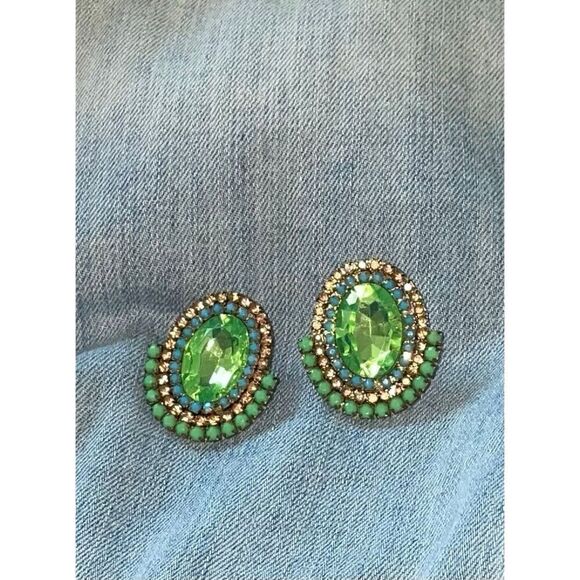 Art Deco Vintage Czech Crystal Oversized Earrings - Picture 10 of 10